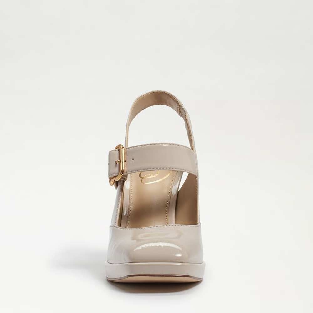 Sam Edelman Jildie Slingback Mary Jane Pump 7M Heels Linen Patent Square Toe - Picture 5 of 16